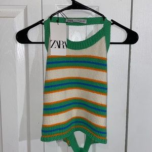 ZARA stripped knit halter top! size large, nwt! never worn!